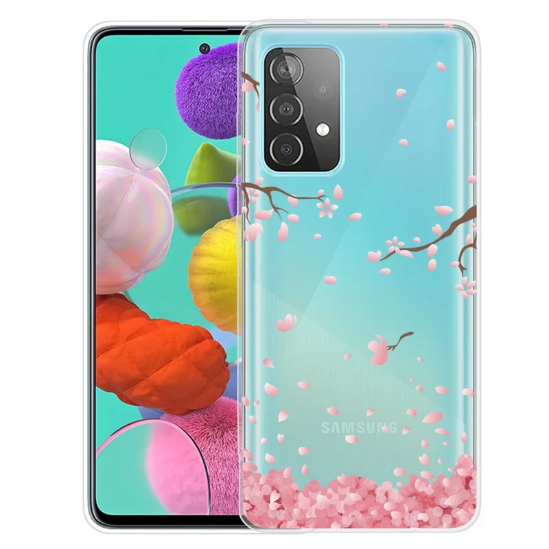 Pattern Printing Flexible TPU Phone Case for Samsung Galaxy A52 4G/5G / A52s 5G - Falling Flower