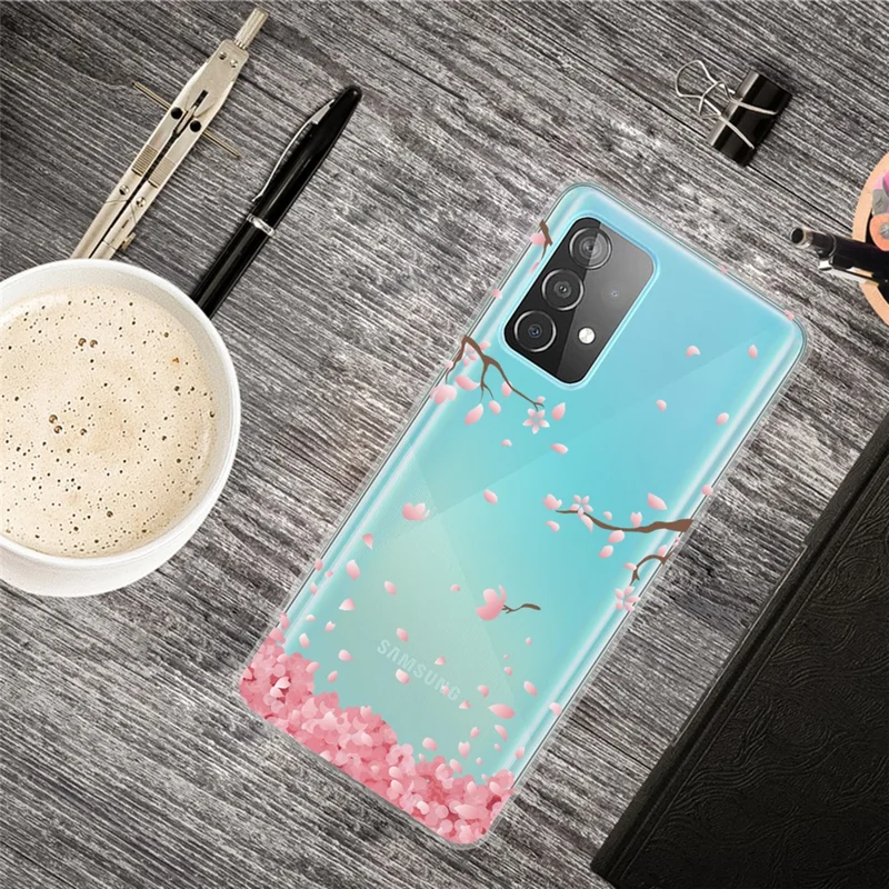 Pattern Printing Flexible TPU Phone Case for Samsung Galaxy A52 4G/5G / A52s 5G - Falling Flower