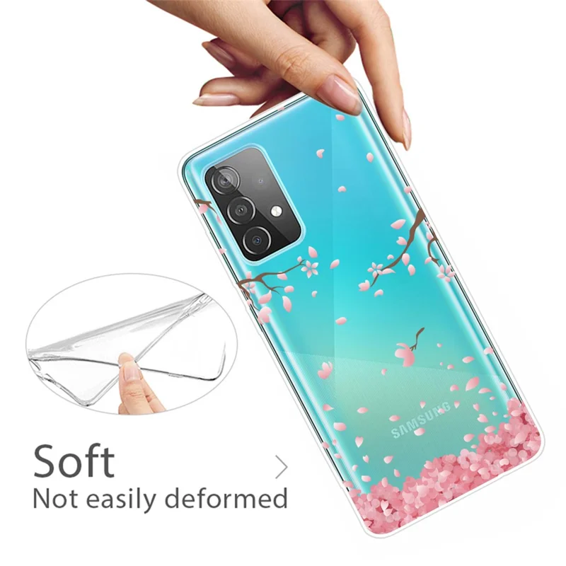 Pattern Printing Flexible TPU Phone Case for Samsung Galaxy A52 4G/5G / A52s 5G - Falling Flower