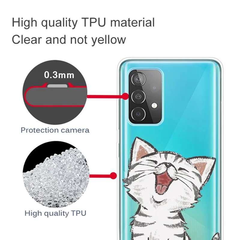 Pattern Printing Flexible TPU Phone Case for Samsung Galaxy A52 4G/5G / A52s 5G - Cat