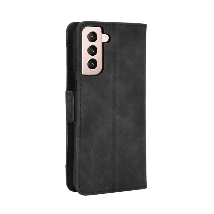 Mehrfache Kartenfächer für Samsung Galaxy S21 4G/5G Schutzhülle Stand Ledertasche - Schwarz