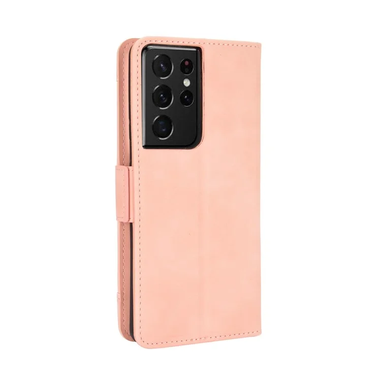 Custodia in pelle multipli alloggi per Samsung Galaxy S21 Ultra 5G - Rosa