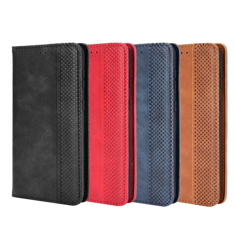 Vintage-Stil Auto-absorbed Wallet Stand TPU + PU Leder Handyhülle für Samsung Galaxy S21 Ultra 5G - Schwarz