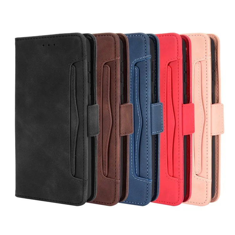 Multiple Card Slots Stand for Samsung Galaxy S21+ 5G Cover Leather Protective Case - Black