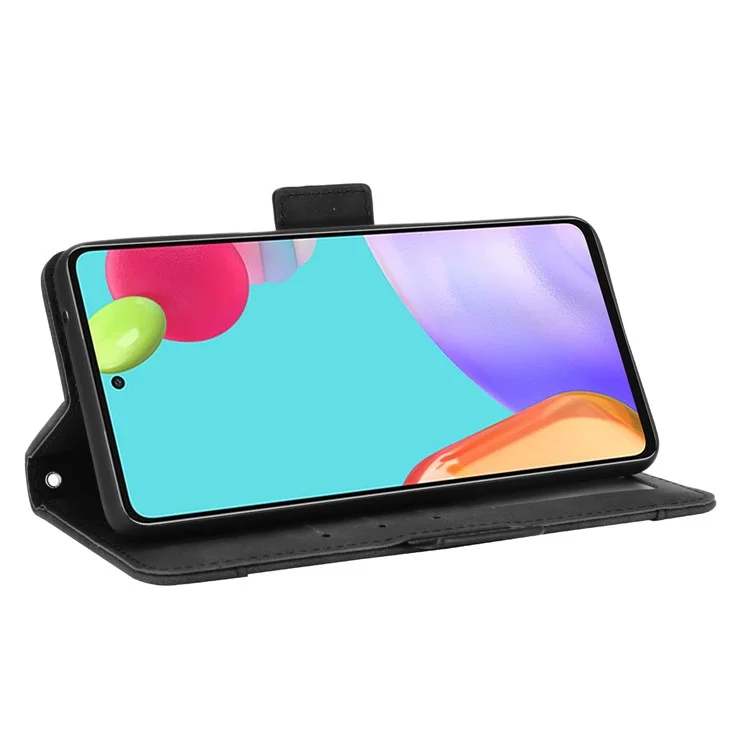 Étui de protection en cuir avec plusieurs fentes pour cartes pour Samsung Galaxy A72 4G/5G Coque de support réglable - Noir