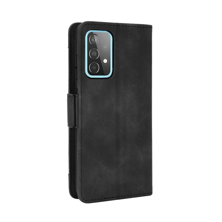 Multiple Card Slots Leather Wallet Protective Case for Samsung Galaxy A72 4G/5G Adjustable Stand Cover - Black