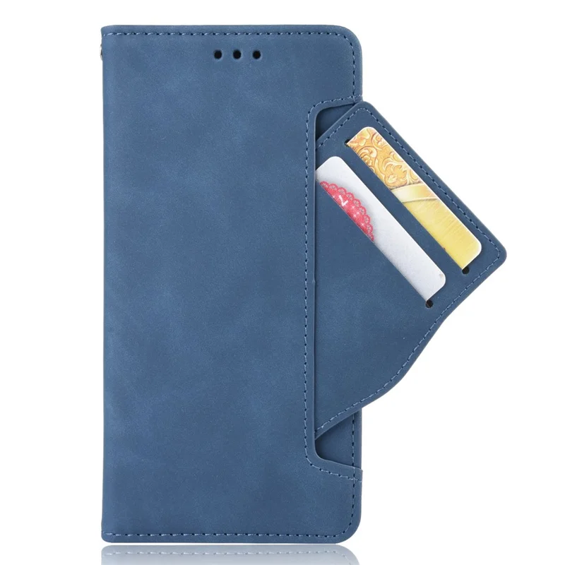 Multiple Card Slots Leather Wallet Protective Case for Samsung Galaxy A72 4G/5G Adjustable Stand Cover - Blue