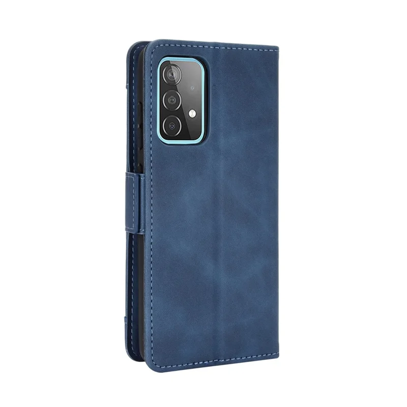 Multiple Card Slots Leather Wallet Protective Case for Samsung Galaxy A72 4G/5G Adjustable Stand Cover - Blue