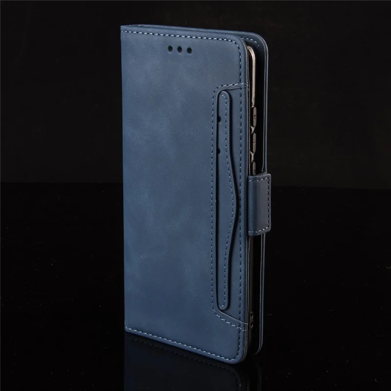 Multiple Card Slots Leather Wallet Protective Case for Samsung Galaxy A72 4G/5G Adjustable Stand Cover - Blue