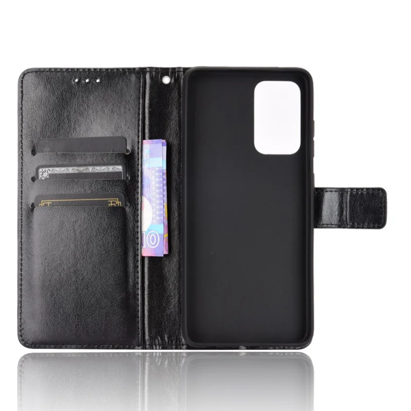 Full Protection Crazy Horse Texture Leather Shell with Wallet and Stand for Samsung Galaxy A52 4G/5G / A52s 5G - Black
