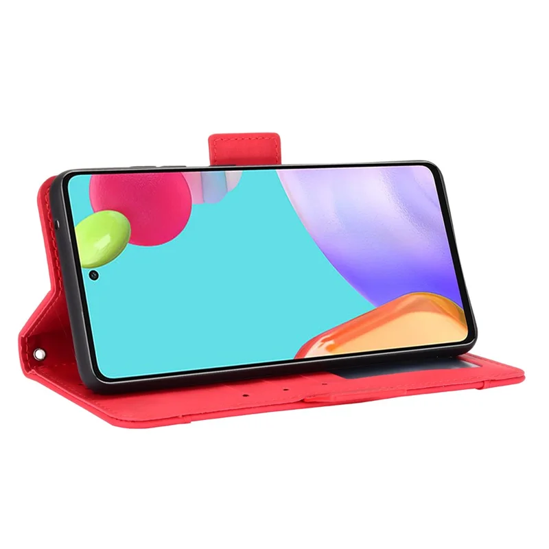 Hochwertiges Leder-Schutzhülle für Samsung Galaxy A52 4G/5G / A52s 5G mit mehreren Kartenfächern - Rot