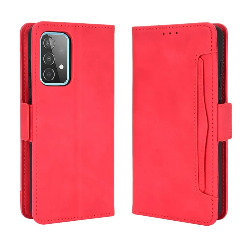 Hochwertiges Leder-Schutzhülle für Samsung Galaxy A52 4G/5G / A52s 5G mit mehreren Kartenfächern - Rot