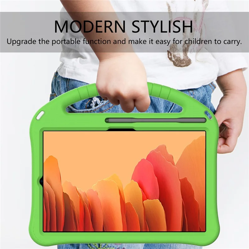Shock-proof with Handle EVA Tablet Case with Pen Slot for Samsung Galaxy Tab A7 10.4 (2022) / (2020) T500 - Green