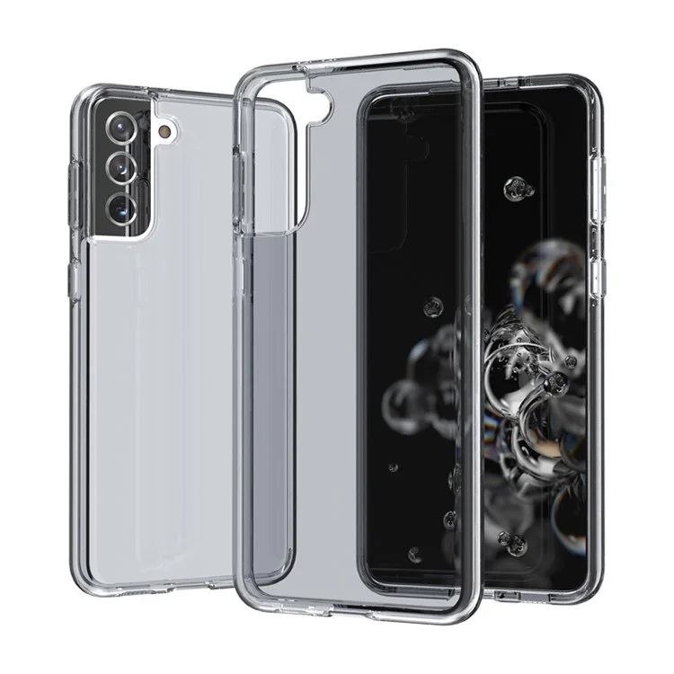 Clear Design Anti-fingerprint Case for Samsung Galaxy S21 Plus 5G PC+TPU Combo Back Case - Black