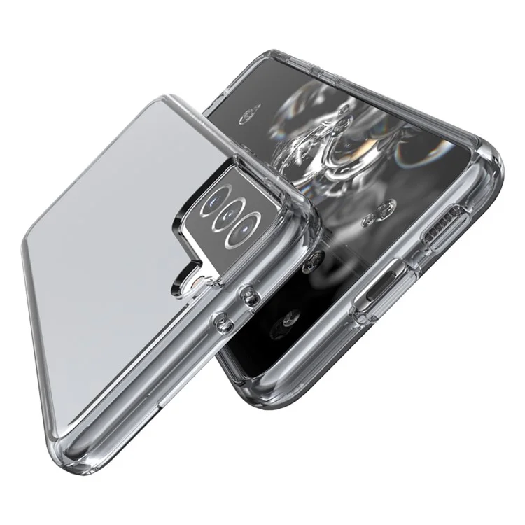 Clear Design Anti-fingerprint Case for Samsung Galaxy S21 Plus 5G PC+TPU Combo Back Case - Black