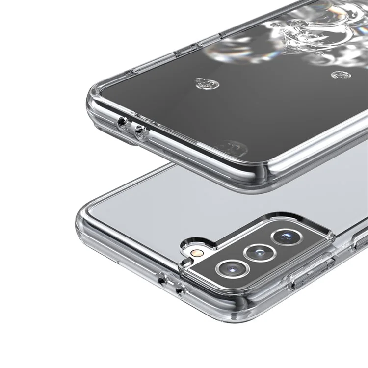 Clear Design Anti-fingerprint Case for Samsung Galaxy S21 Plus 5G PC+TPU Combo Back Case - Black