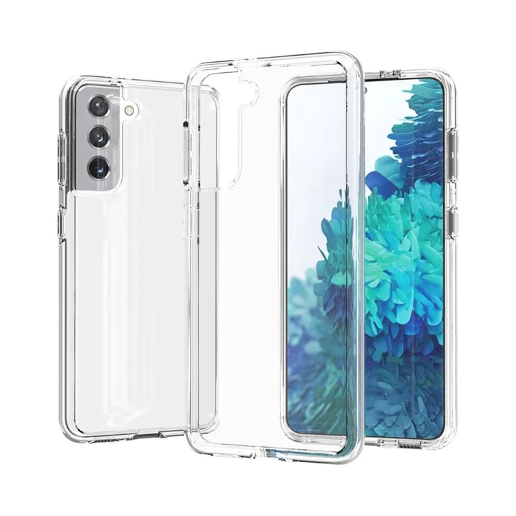 Clear Design Anti-fingerprint PC+TPU Combo Back Case für Samsung Galaxy S21 4G/5G - Transparent