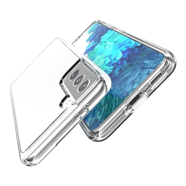 Design Clear Anti-fingerprint PC+TPU Combo Back Case Para Samsung Galaxy S21 4G/5G - Transparente