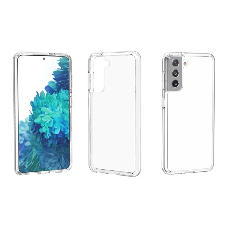 Design Clair Conception Anti-doigre pc + Tpu Combo Dossier de Dos Pour Samsung Galaxy S21 4g / 5g - Transparent