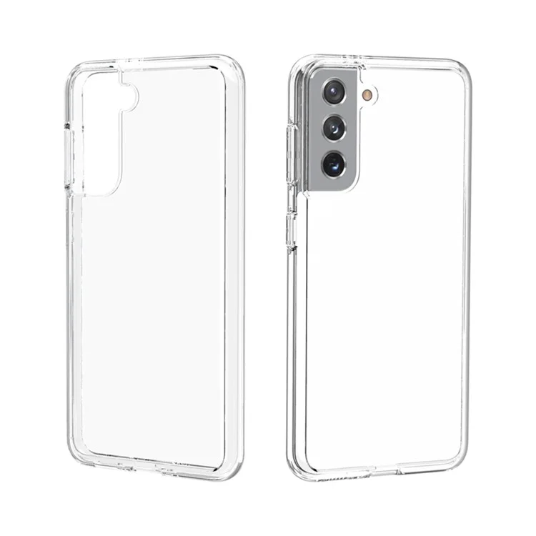 Design Clair Conception Anti-doigre pc + Tpu Combo Dossier de Dos Pour Samsung Galaxy S21 4g / 5g - Transparent