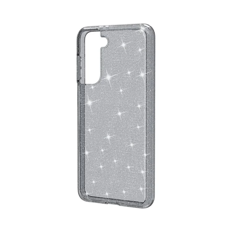 Klarer Glitter-Hülle für Samsung Galaxy S21 4G/5G, harte PC-Soft-TPU-Anti-Kratzer-Sparkle-Hybrid-Handyhülle - Schwarz