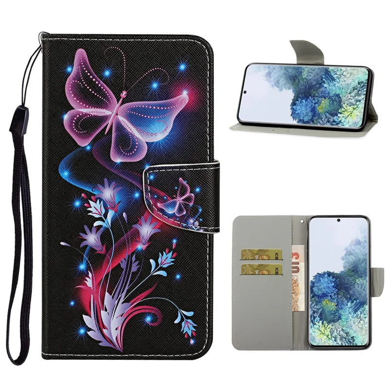Pattern Printing Flip Leather Wallet Protective Case for Samsung Galaxy S21 4G/5G - Beautiful Butterfly