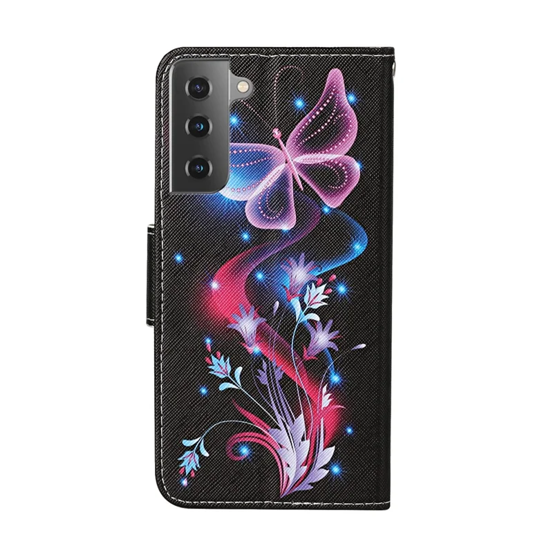 Pattern Printing Flip Leather Wallet Protective Case for Samsung Galaxy S21 4G/5G - Beautiful Butterfly