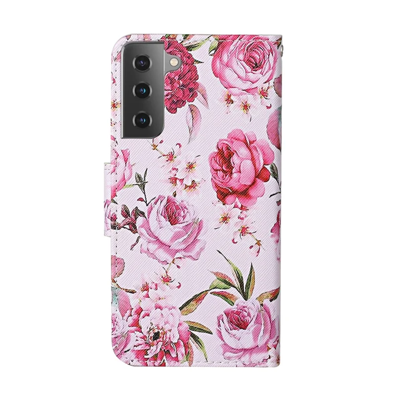 Pattern Printing Flip Leather Wallet Protective Case for Samsung Galaxy S21 4G/5G - Rose Flower