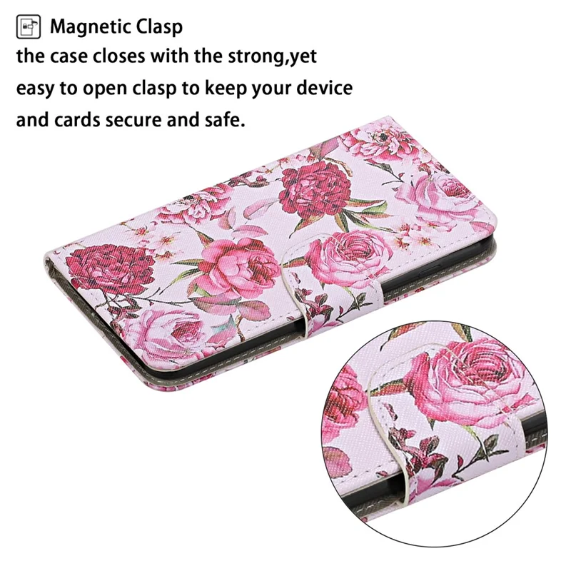 Pattern Printing Flip Leather Wallet Protective Case for Samsung Galaxy S21 4G/5G - Rose Flower