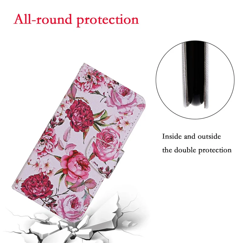 Pattern Printing Flip Leather Wallet Protective Case for Samsung Galaxy S21 4G/5G - Rose Flower