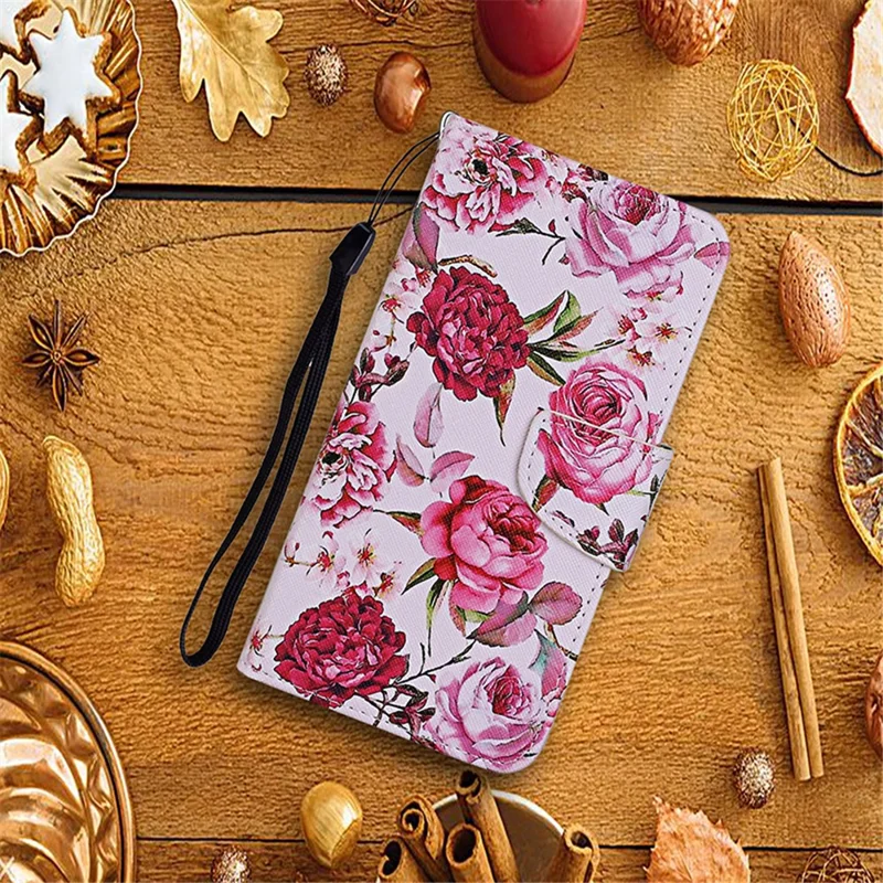 Pattern Printing Flip Leather Wallet Protective Case for Samsung Galaxy S21 4G/5G - Rose Flower