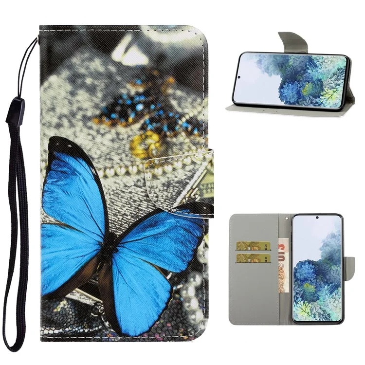 PU Leather Wallet Stand Phone Protective Case for Samsung Galaxy S21+ 5G - Big Butterfly