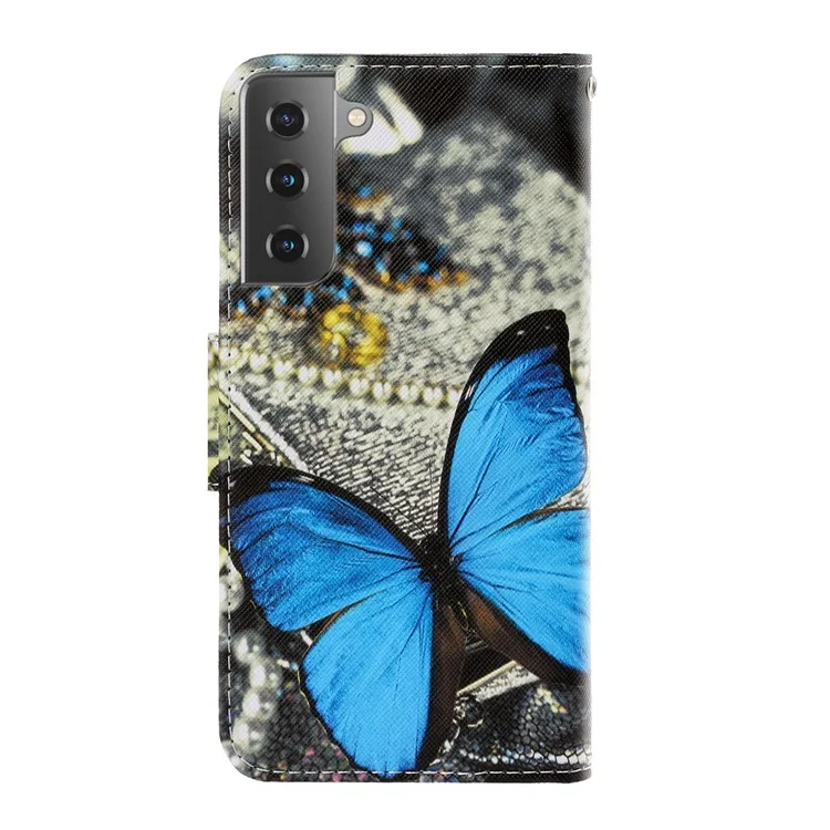PU Leather Wallet Stand Phone Protective Case for Samsung Galaxy S21+ 5G - Big Butterfly