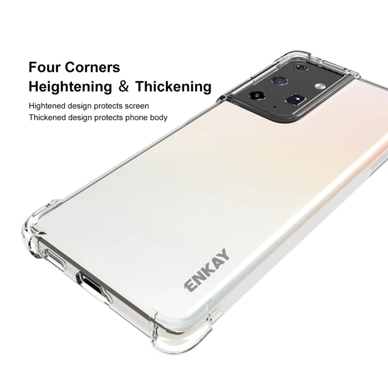 ENKAY HAT PRINCE ENK-PC094, rutschfester, dicker, stoßfester, klarer TPU-Schutzcover mit 4 Ecken für Samsung Galaxy S21 Ultra 5G