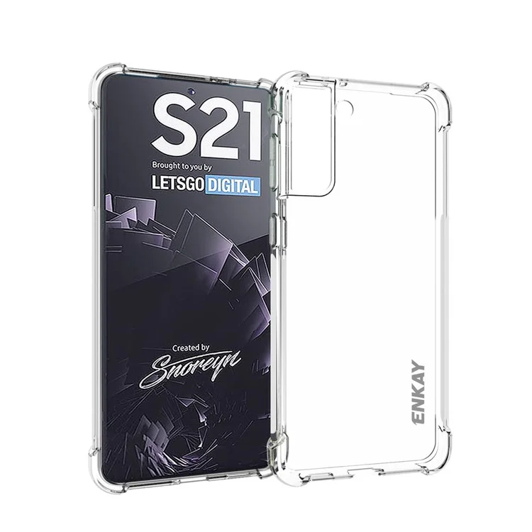 ENKAY HAT PRINCE Shockproof Clear TPU Case with [Full Glue] Full Covering Ultra Thin Tempered Glass Protector Film for Samsung Galaxy S21 4G / 5G