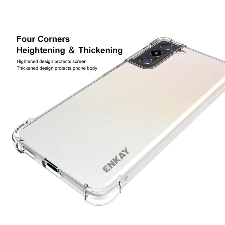ENKAY HAT PRINCE Shockproof Clear TPU Case with [Full Glue] Full Covering Ultra Thin Tempered Glass Protector Film for Samsung Galaxy S21 4G / 5G