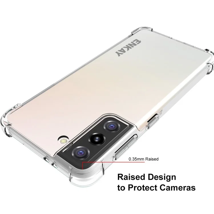 ENKAY HAT PRINCE Shockproof Clear TPU Case with [Full Glue] Full Covering Ultra Thin Tempered Glass Protector Film for Samsung Galaxy S21 4G / 5G