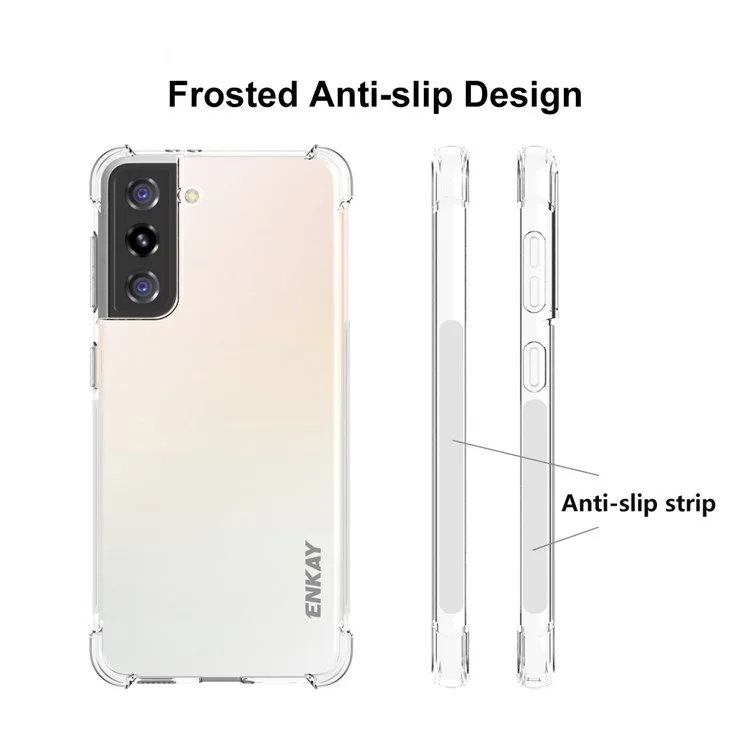 ENKAY HAT PRINCE Shockproof Clear TPU Case with [Full Glue] Full Covering Ultra Thin Tempered Glass Protector Film for Samsung Galaxy S21 4G / 5G