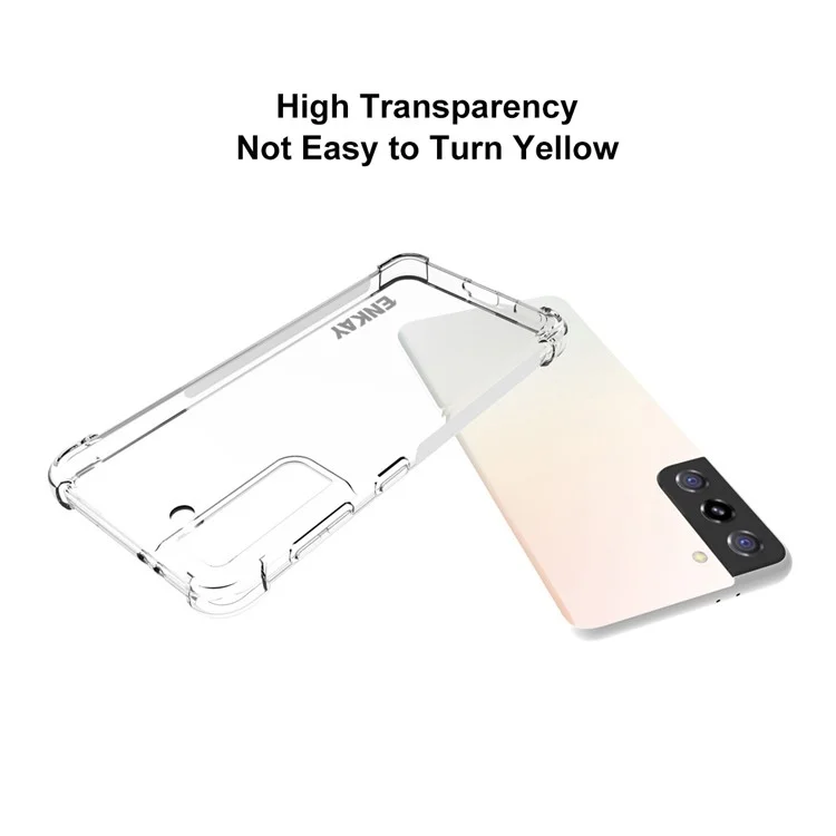 ENKAY HAT PRINCE Shockproof Clear TPU Case with [Full Glue] Full Covering Ultra Thin Tempered Glass Protector Film for Samsung Galaxy S21 4G / 5G