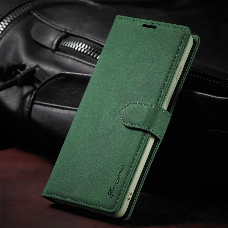 Forwenw Serie F1 Wallet Stand Full Protection Cover Cover Case Per Samsung Galaxy S21 4G/5G - Verde