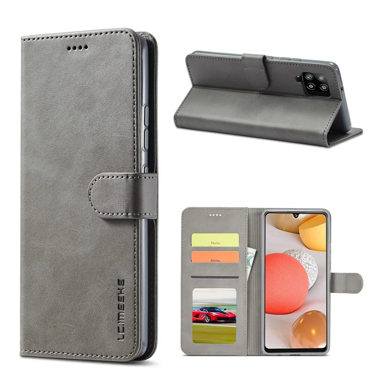 LC.IMEEKE for Samsung Galaxy A42 5G Leather Wallet Case - Grey
