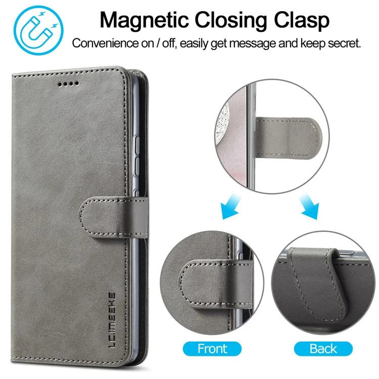 LC.IMEEKE for Samsung Galaxy A42 5G Leather Wallet Case - Grey