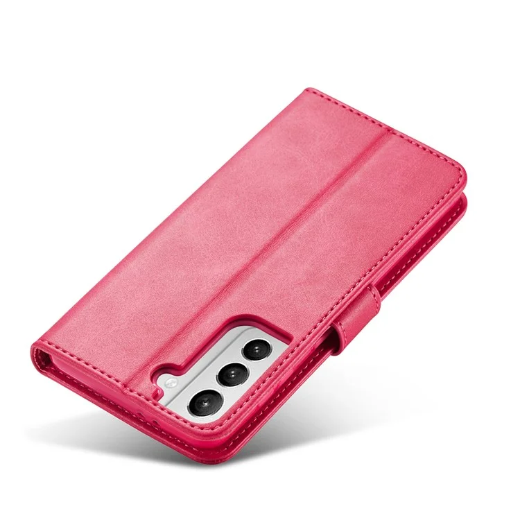 LC.IMEEKE Phone Shell for Samsung Galaxy S21 4G/5G PU Leather Wallet Foldable Stand Case - Rose