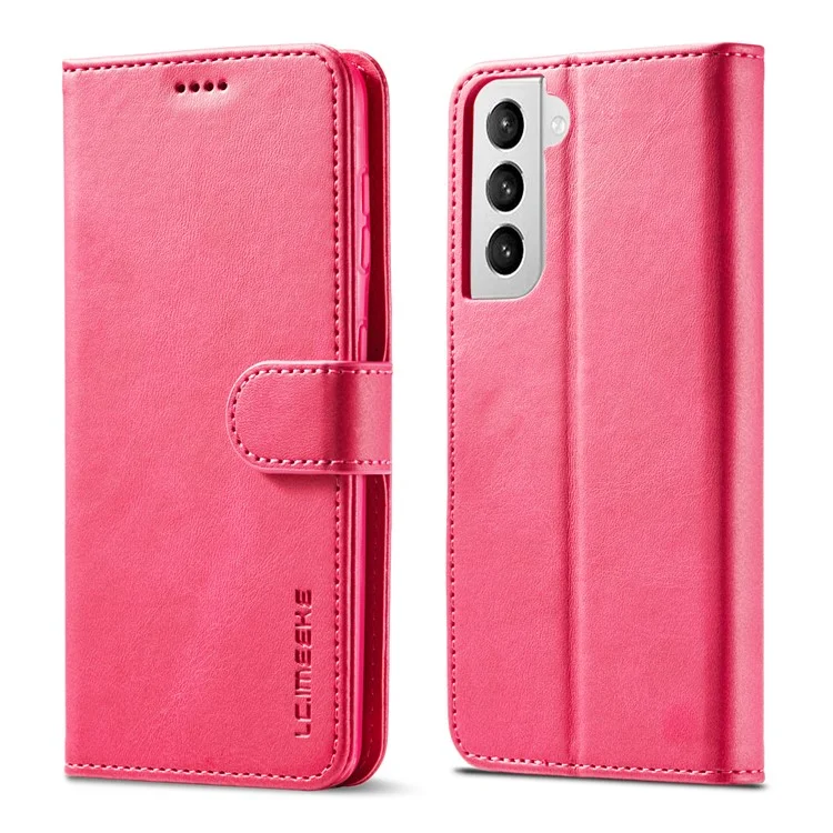 LC.IMEEKE Phone Shell for Samsung Galaxy S21 4G/5G PU Leather Wallet Foldable Stand Case - Rose