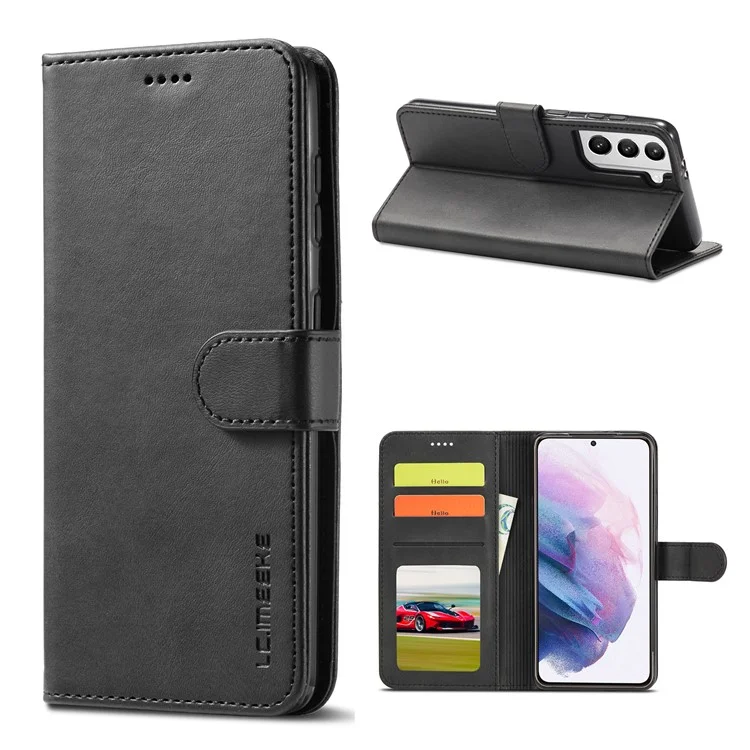 LC.IMEEKE para Samsung Galaxy S21+ 5G Funda con Soporte de Cuero Plegable Billetera Protección Completa - Negro