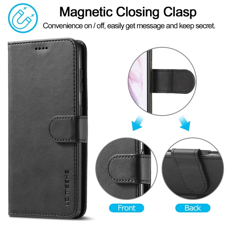 LC.IMEEKE para Samsung Galaxy S21+ 5G Funda con Soporte de Cuero Plegable Billetera Protección Completa - Negro