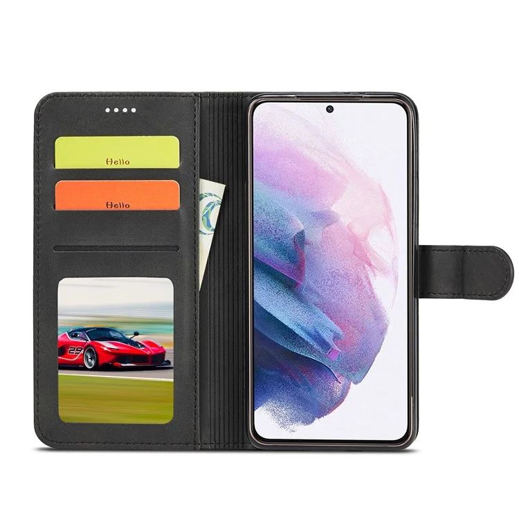 LC.IMEEKE para Samsung Galaxy S21+ 5G Funda con Soporte de Cuero Plegable Billetera Protección Completa - Negro