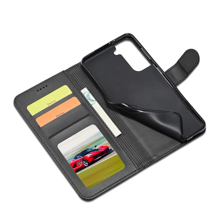 Lc. Imeeke Für Samsung Galaxy S21+ 5G Faltbarer Ständer Cover Leder Brieftasche Allround Full Protection Hülle - Schwarz