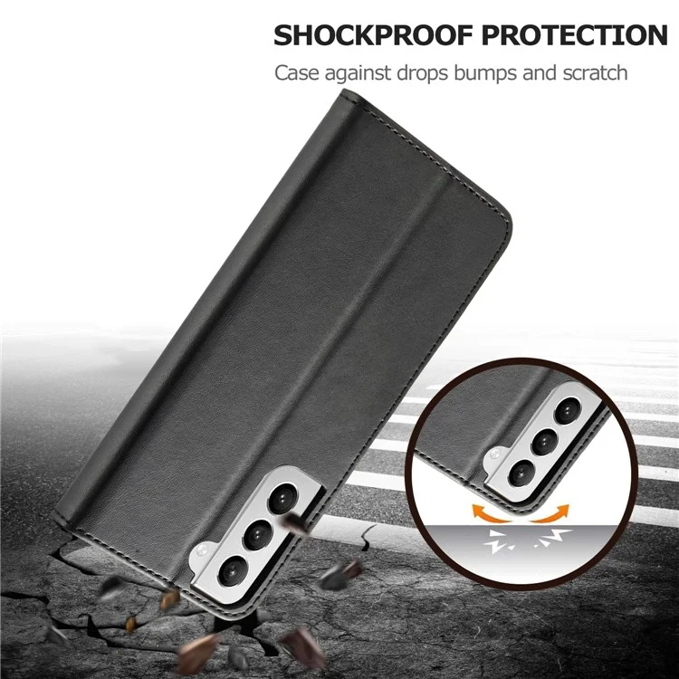 LC.IMEEKE para Samsung Galaxy S21+ 5G Funda con Soporte de Cuero Plegable Billetera Protección Completa - Negro