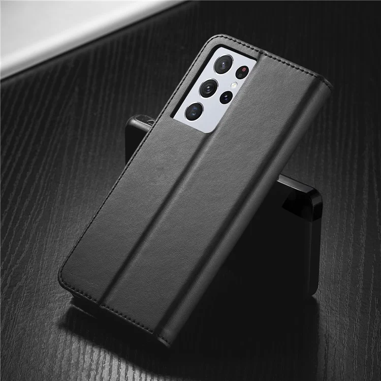 LC.IMEEKE para Samsung Galaxy S21 Ultra 5G Funda protectora de cartera de diseño de cuero ajustable - Negro